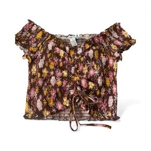 Rue21 Brown Pink Floral Crop Top